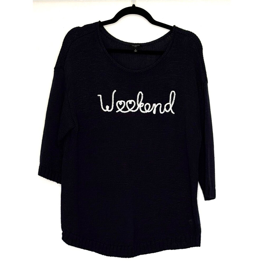 Talbots Cotton Blend “Weekend” Roll-Neck Sweater Navy Size X